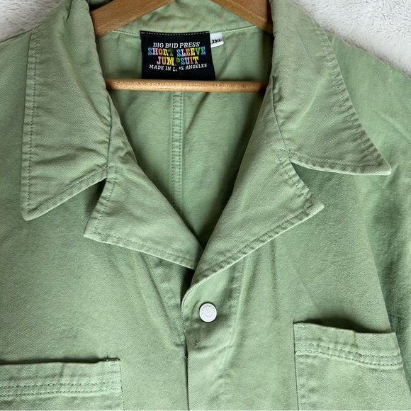 Big Bud Press Sage Green Unisex Jumpsuit Coverall Short Sleeve 3XL Wide Leg Boho - Picture 5 of 11
